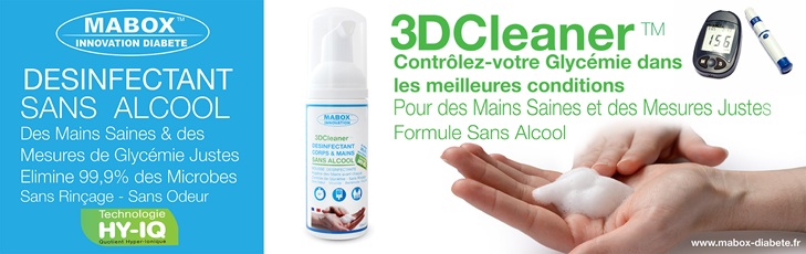 3D-Cleaner désinfectant sans alcool pour les contrôles de glycémie
