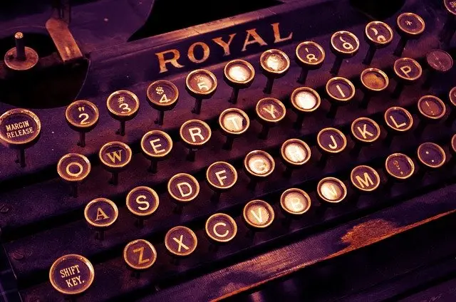 Press release writing: a typewriter illustrating the preparation of a factual release