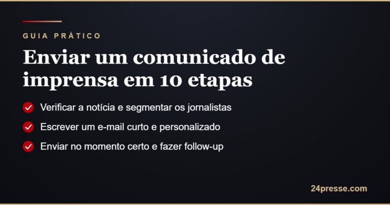 Enviar um comunicado de imprensa em 10 etapas: verificar a notícia, segmentar os jornalistas, escrever o e-mail e fazer follow-up