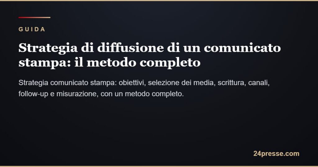 Strategia per un comunicato stampa: il metodo completo